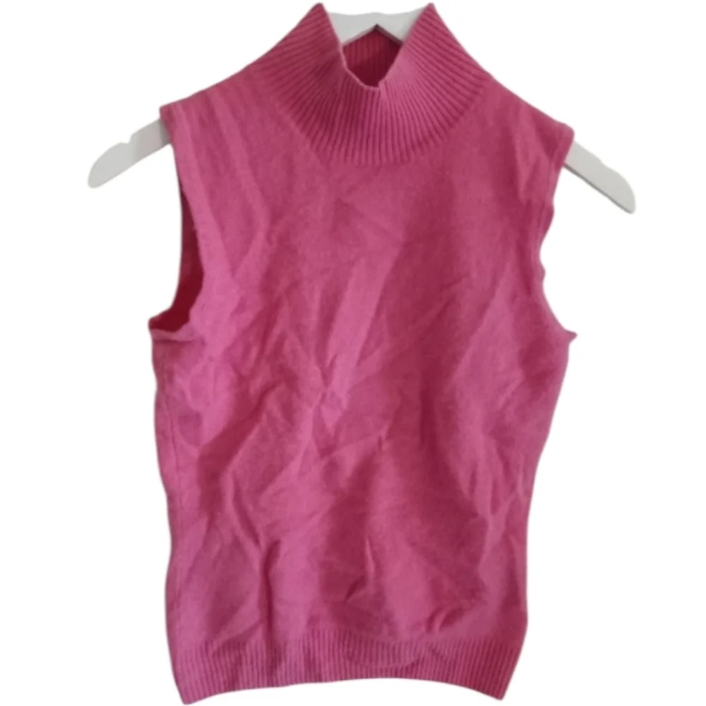 Privé Soft Pink Cashmere Sleeveless Turtleneck Sweater- Size S - New Without Tag - Picture 2 of 5